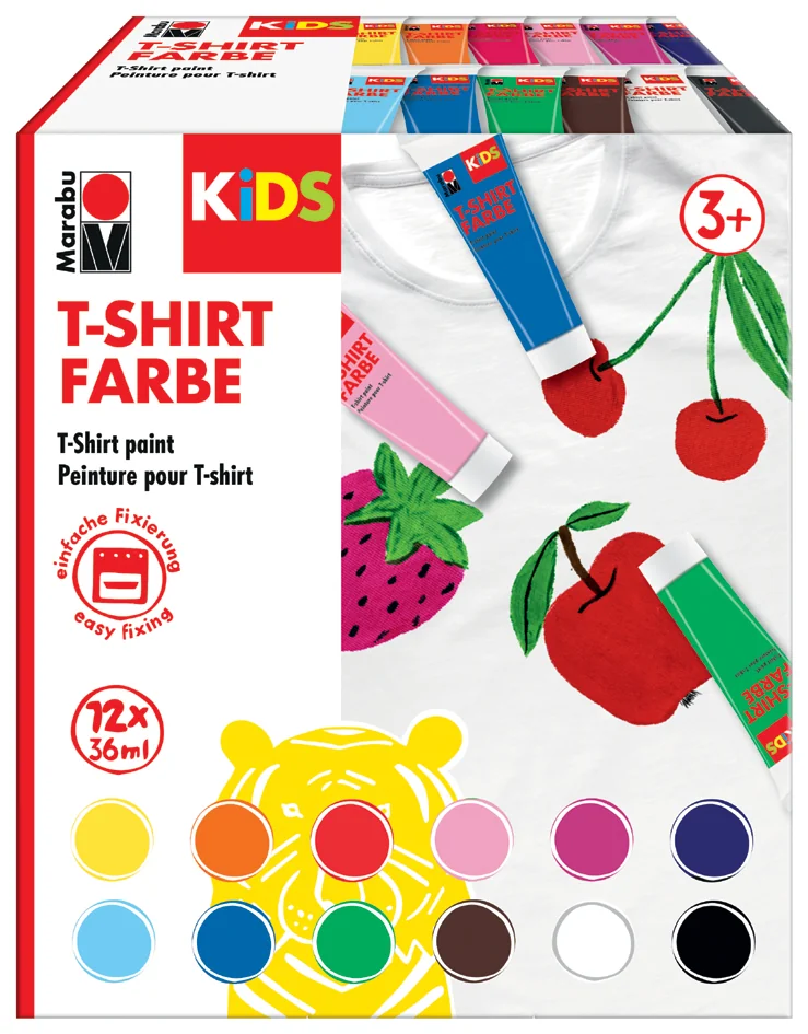 Marabu KiDS Peinture pour T-Shirt, 36 ml, tube, set de 12 - OEM 0308000000011