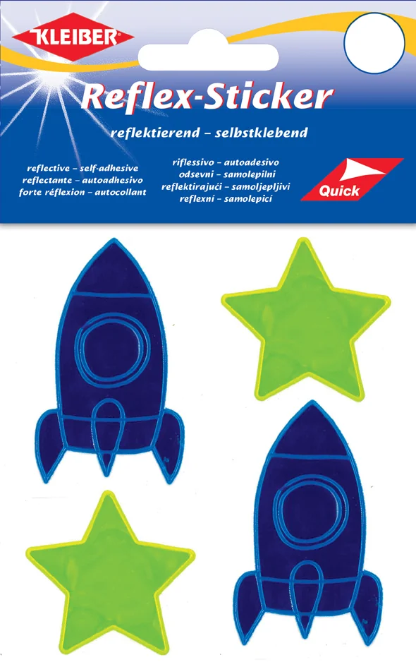 KLEIBER Sticker réflechissant 'étoile & fusée', jaune/bleu - OEM 61175