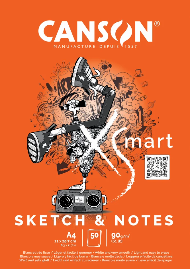 CANSON Bloc de dessin XS'MART SKETCH & NOTES, A4 - OEM C32250P003
