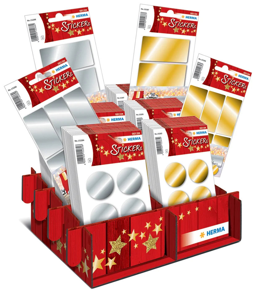 HERMA Sticker de Noël DECOR Cadeaux or & argent - OEM 15282