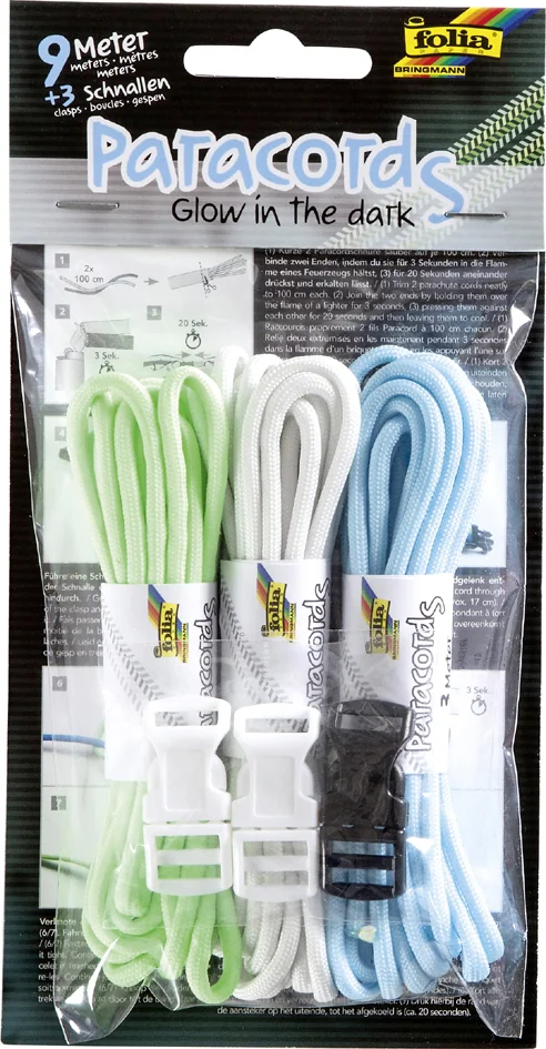 folia Set paracorde 'GLOW IN THE DARK', couleurs assorties - OEM 83399