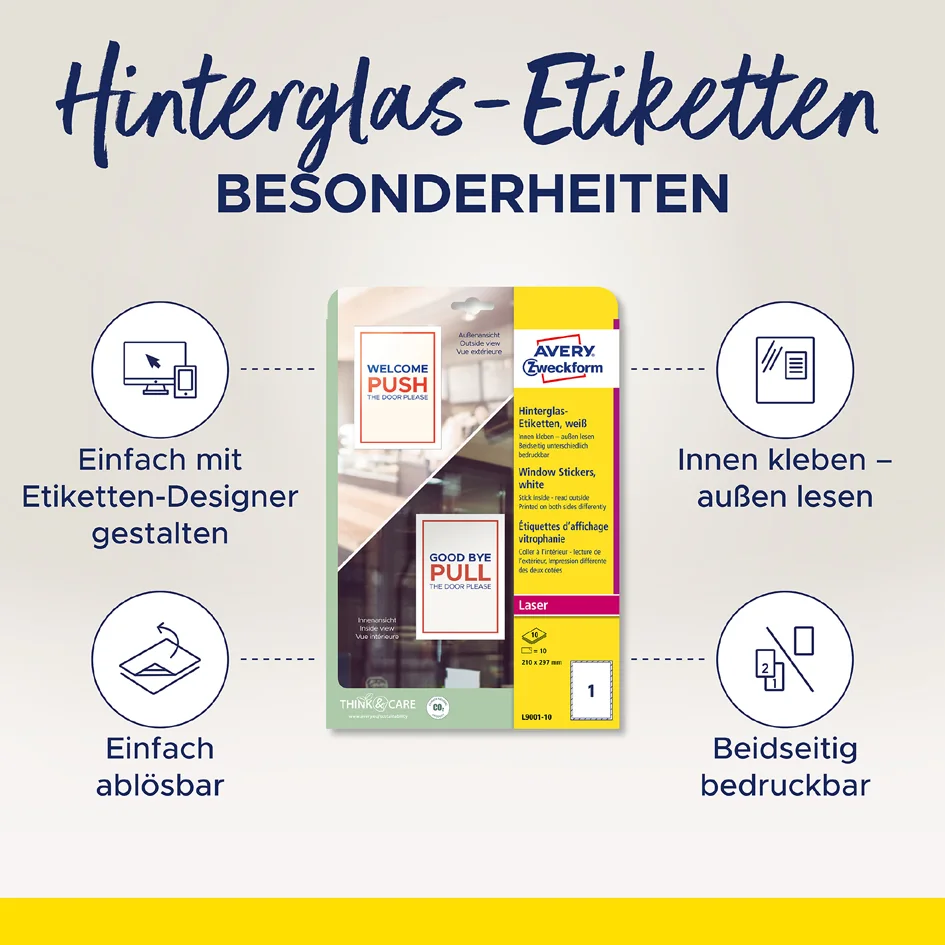 AVERY Zweckform Etiquette d'affichage vitrophanie, blanc - OEM L9001-10 – Image 5