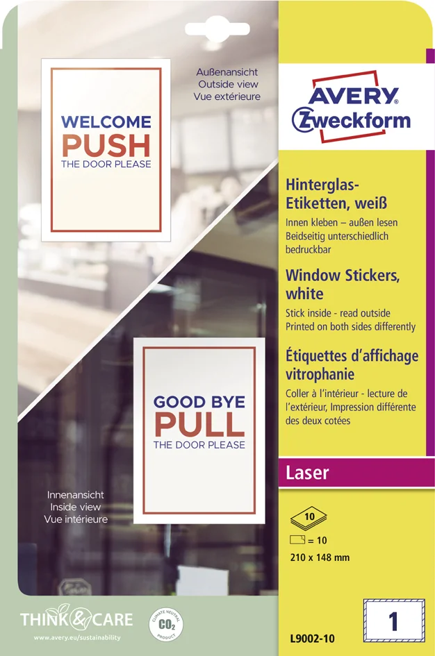 AVERY Zweckform Etiquette d'affichage vitrophanie, blanc - OEM L9001-10 – Image 7