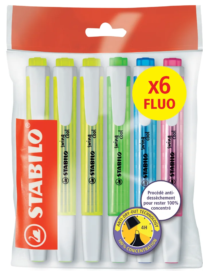 STABILO Surligneur swing cool FLUO, Ecopack de 6 - OEM F56371