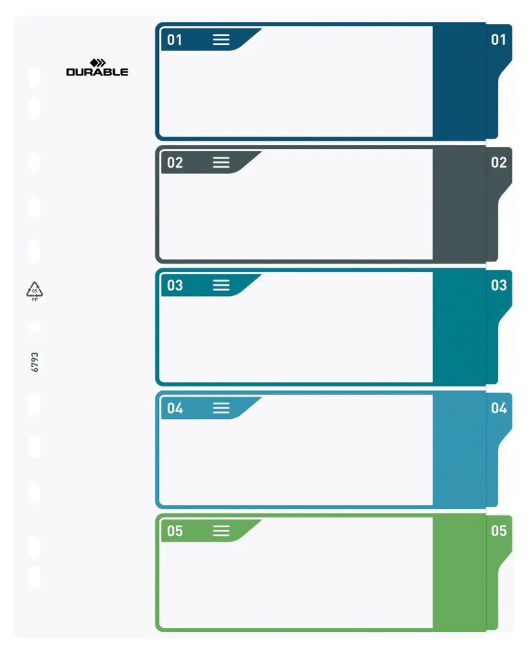 DURABLE Intercalaire en plastique, numérique, A4+ - OEM 679527