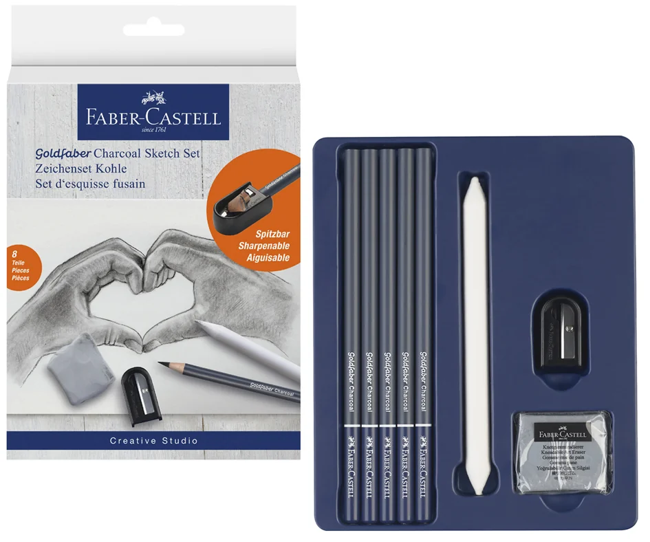 FABER-CASTELL Kit de dessin GOLDFABER CHARCOAL, 8 pièces - OEM 114006
