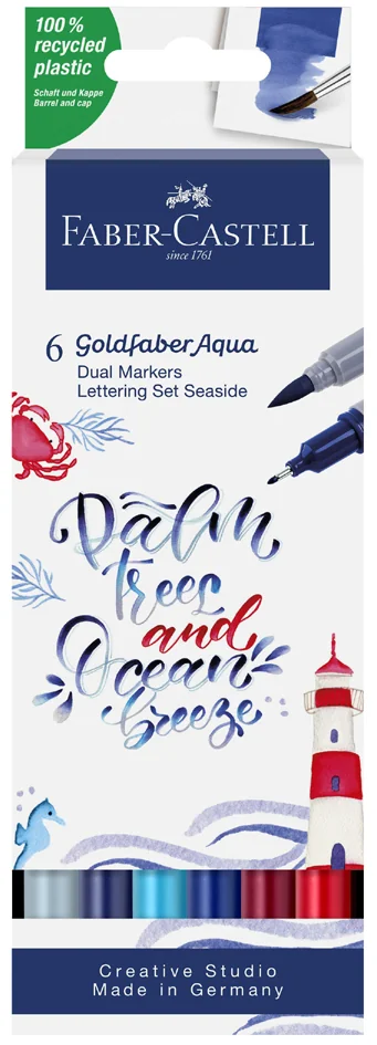FABER-CASTELL Marqueur aquarelle GOLDFABER, Sea, étui de 6 - OEM 164519