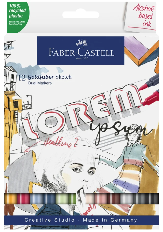 FABER-CASTELL Marqueur Sketch GOLDFABER, étui de 24 - OEM 164724