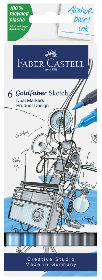 FABER-CASTELL Marqueur Sketch GOLDFABER, étui de 6 design - OEM 164806