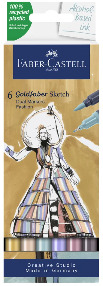 FABER-CASTELL Marqueur Sketch GOLDFABER, étui de 6 Fashion - OEM 164808