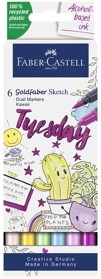 FABER-CASTELL Marqueur Sketch GOLDFABER, étui de 6 Kawaii - OEM 164811