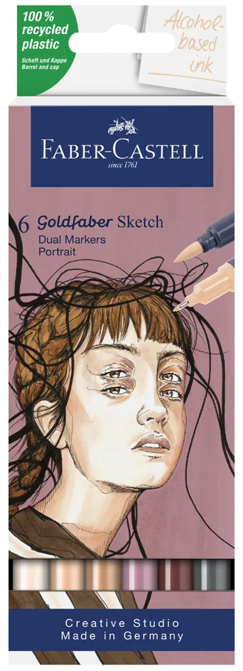 FABER-CASTELL Marqueur Sketch GOLDFABER, étui de 6 Portrait - OEM 164812