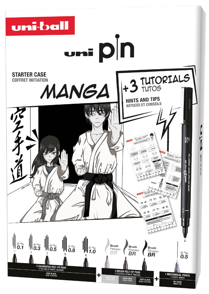 uni-ball Coffret d'initiation uni pin 'MANGA', 9 pièces - OEM PIN 8P Set No.1