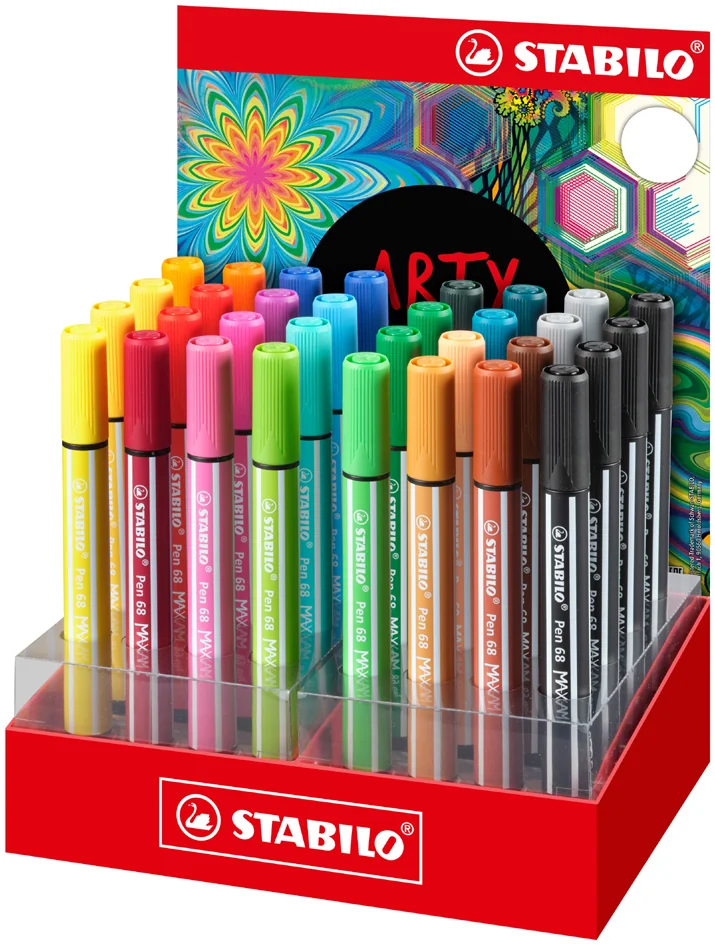 STABILO Feutre Pen 68 MAX, présentoir de 32 pièces ARTY - OEM 768/32-01