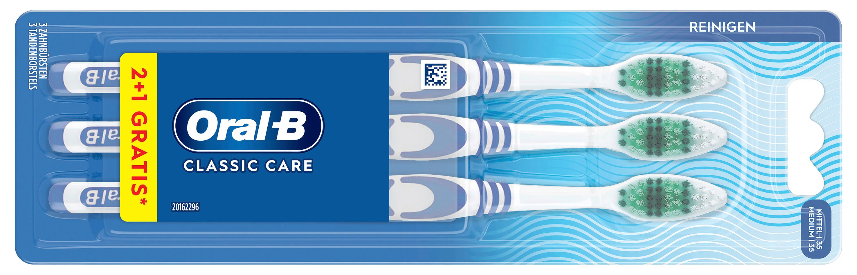 Oral-B Brosse à dents CLASSIC CARE 35, medium, pack 2+1 - OEM 8700216106542