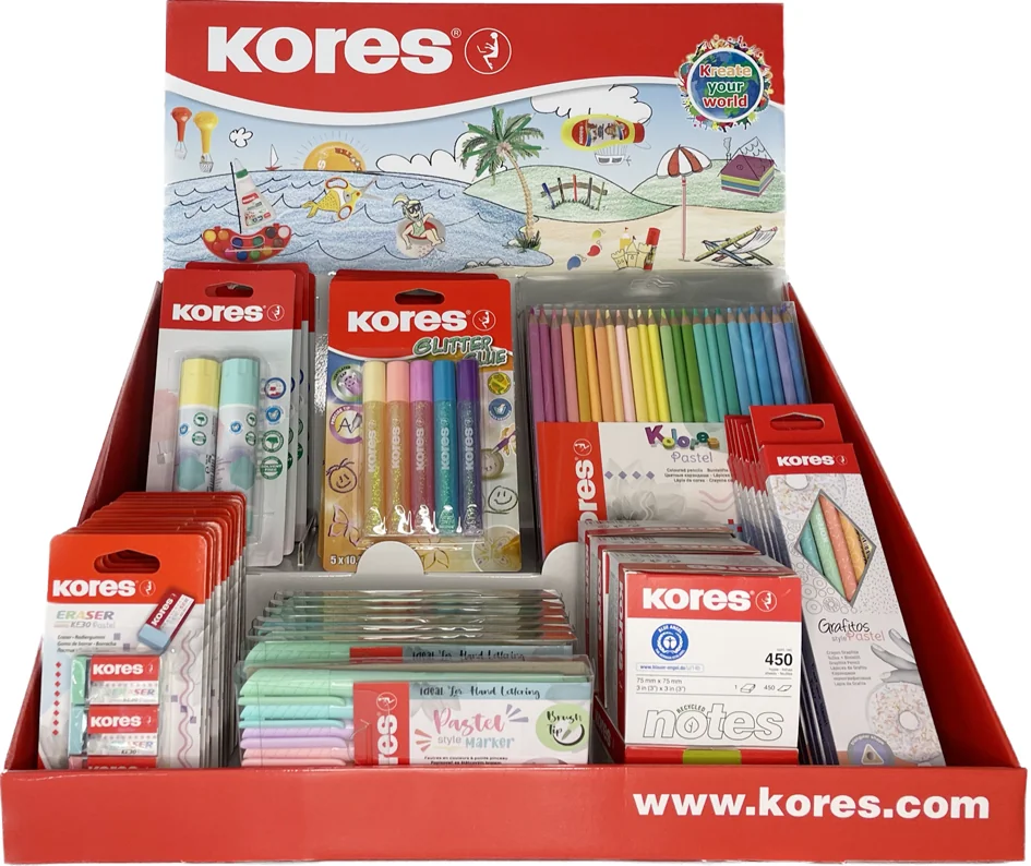 Kores Présentoir de comptoir série pastel, présentoir carton - OEM DP-40029