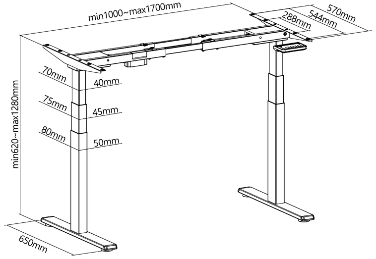 LogiLink Piètement de bureau,hauteur réglable électriquement - OEM EO0051G