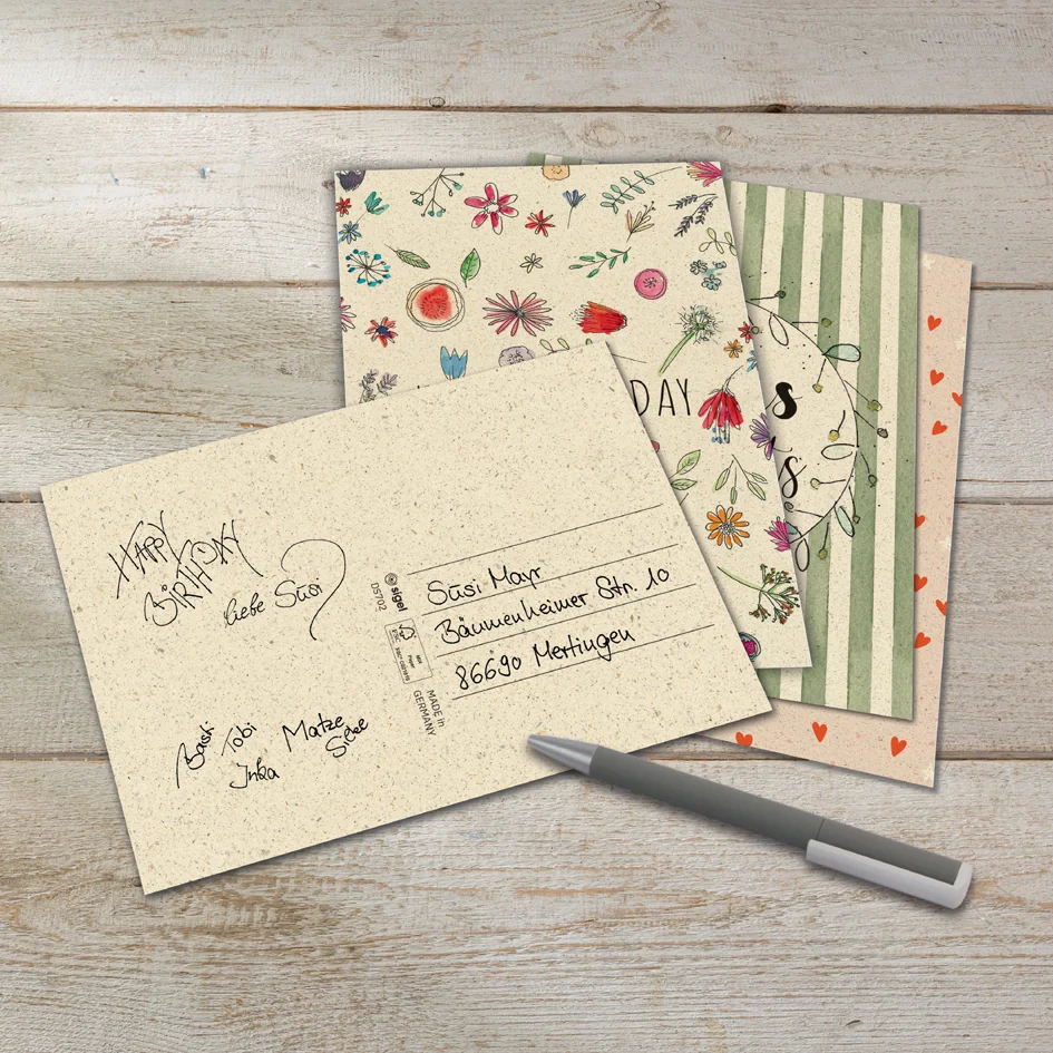 sigel Set cartes postales anniversaire Happy Grassy Birthday - OEM DS702
