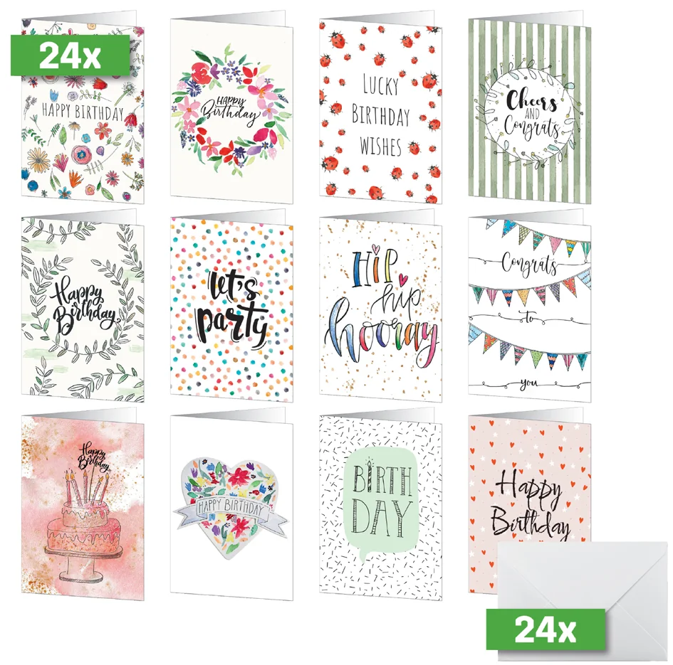 sigel Set de cartes d'anniversaire ' Happy Birthday' - OEM DS704
