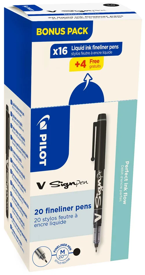 PILOT Stylo feutre V Sign Pen, VALUE PACK, noir - OEM ECA424710-A