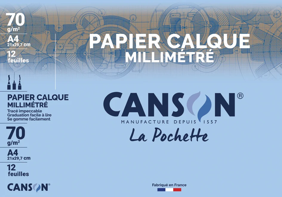 CANSON Papier calque millimétré, A4, 70 g/m2 - OEM C200017155