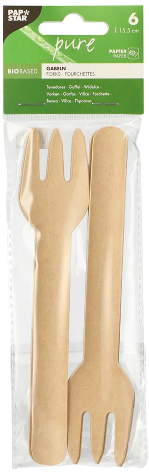 PAPSTAR Fourchette en papier 'Pure', naturel - OEM 89025