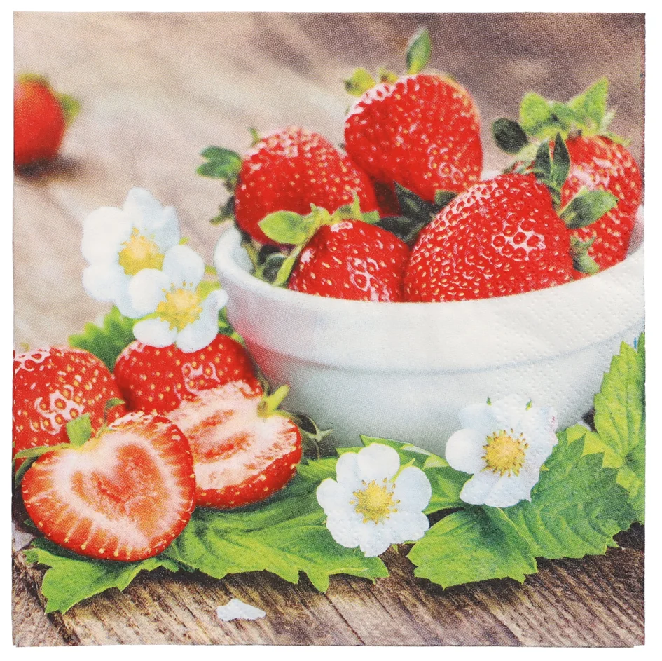 PAPSTAR Serviette à motif 'Strawberry Taste', 330 x 330 mm - OEM 89475