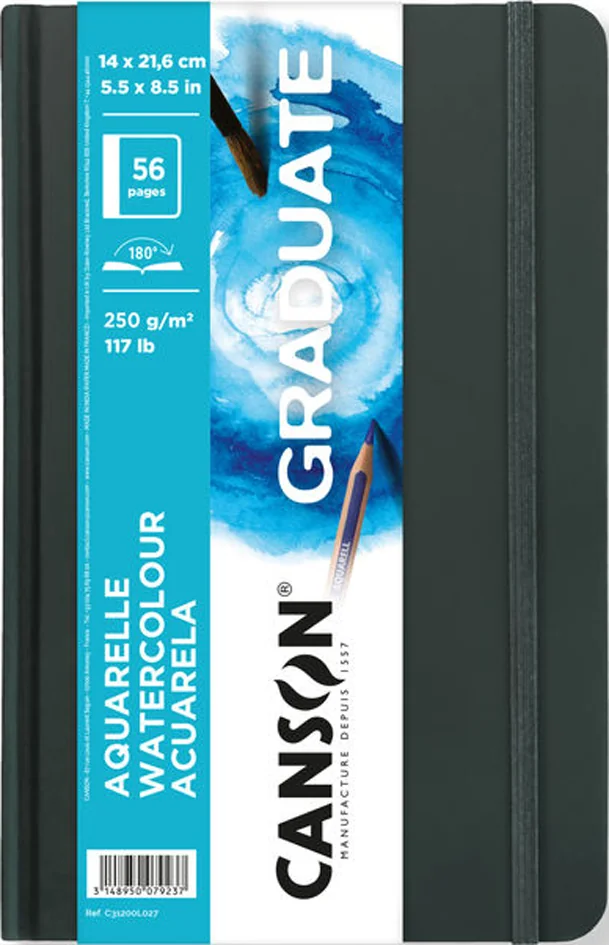 CANSON Carnet à croquis GRADUATE Aquarelle, noir - OEM C31200L028
