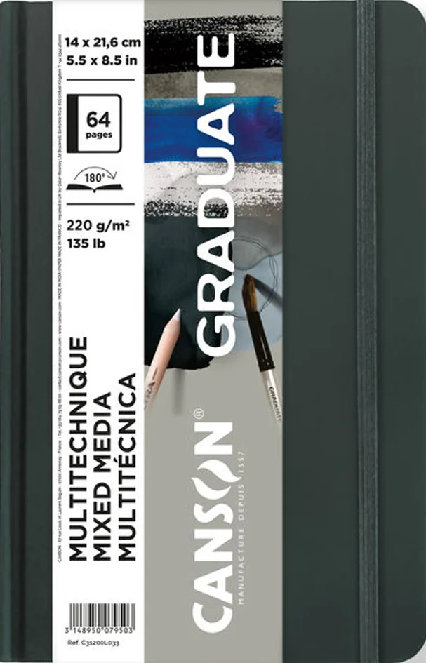 CANSON Carnet à croquis GRADUATE Mixed Media, noir - OEM C31200L034