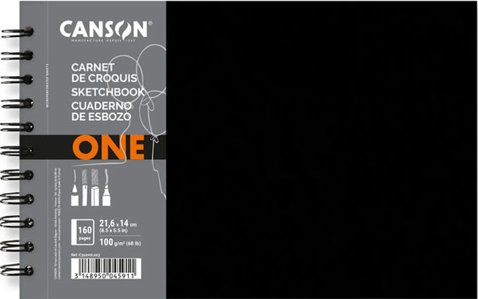 CANSON Carnet de croquis ONE, 279 x 216 mm, noir - OEM C312200L024
