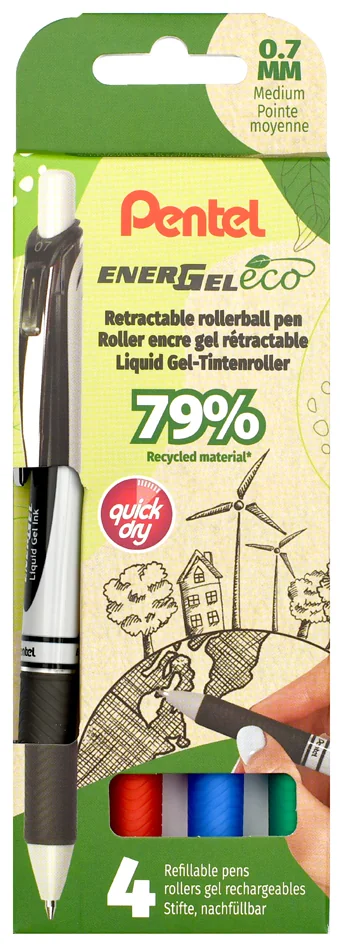 Pentel Stylo roller à encre gel EnerGel BL77 Eco, étui de 4 - OEM BL77E-4