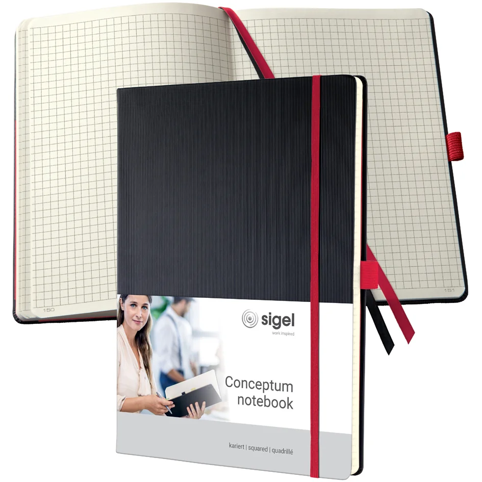 sigel Carnet de notes Conceptum, A4, ligné, noir/rouge - OEM CO661