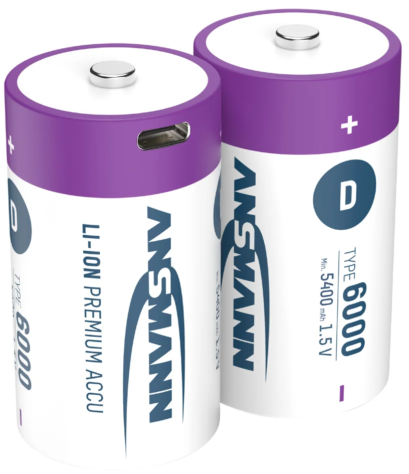 ANSMANN Piles Li-Ion mono D avec prise USB-C femelle - OEM 1314-0005