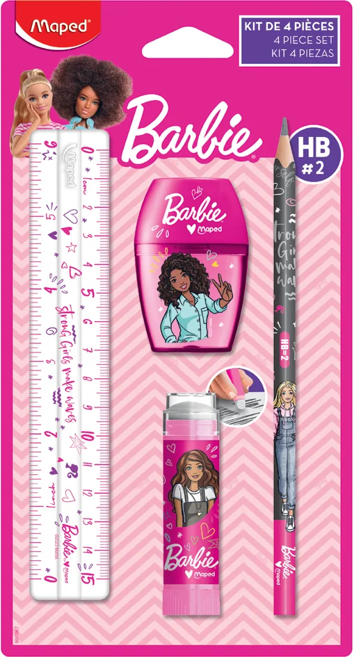 Maped Kit d'écriture Barbie, 4 pièces, sur carte blister - OEM 981867