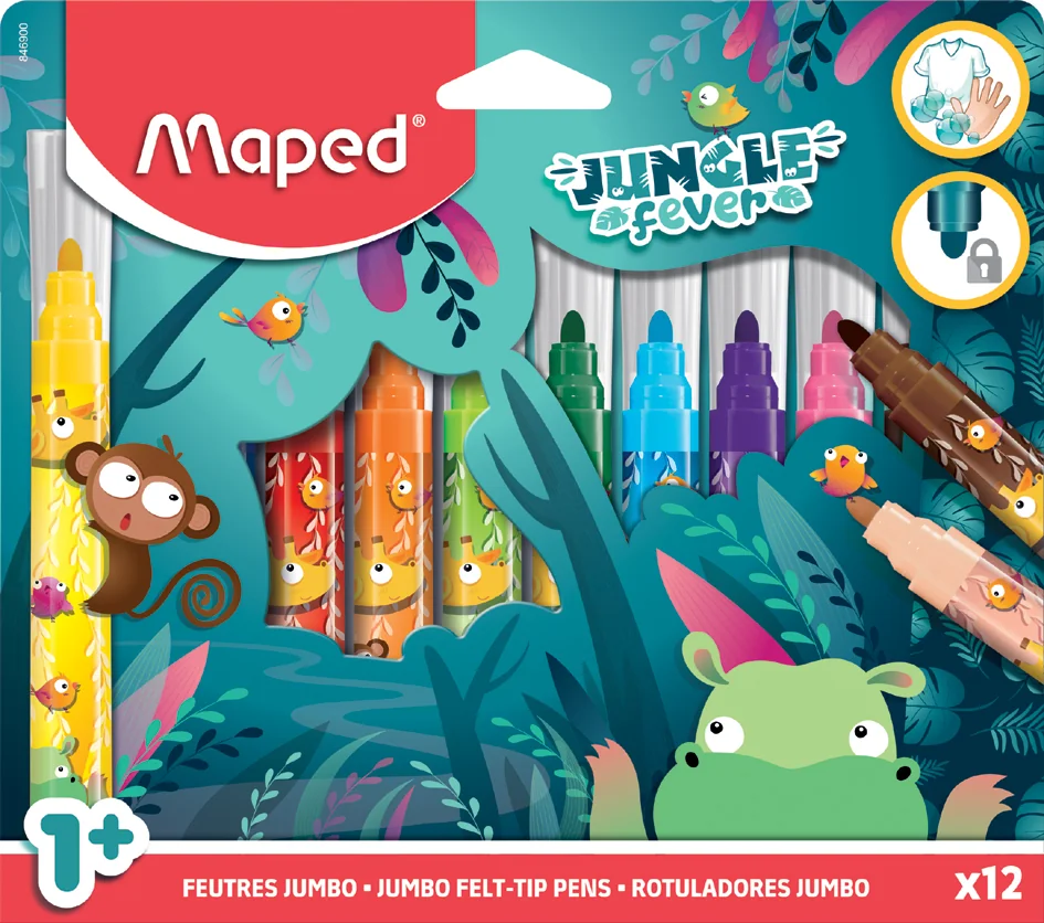 Maped Feutre JUNGLE fever JUMBO, étui en carton de 12 - OEM 846900