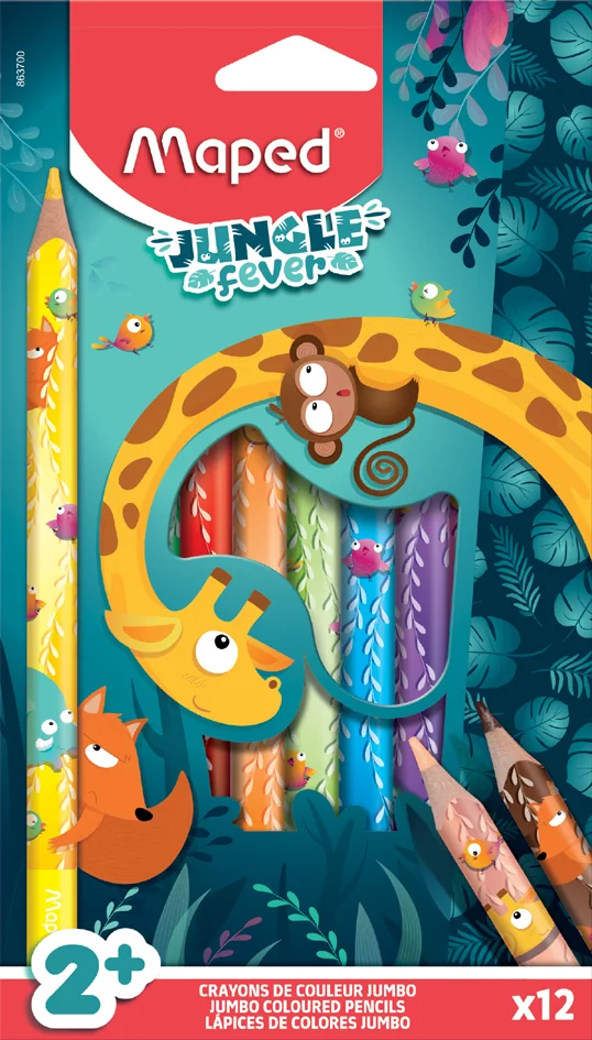 Maped Crayon de couleur JUNGLE fever JUMBO, étui de 12 - OEM 863700