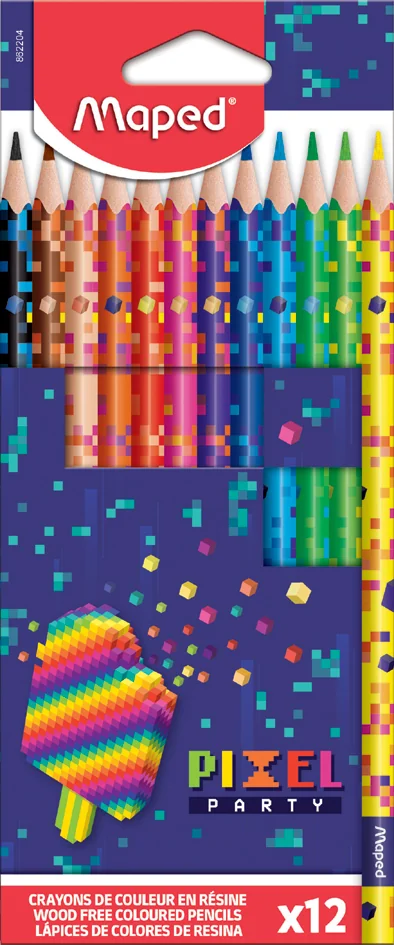 Maped Crayon de couleur PIXEL PARTY, étui carton de 12 - OEM 862204