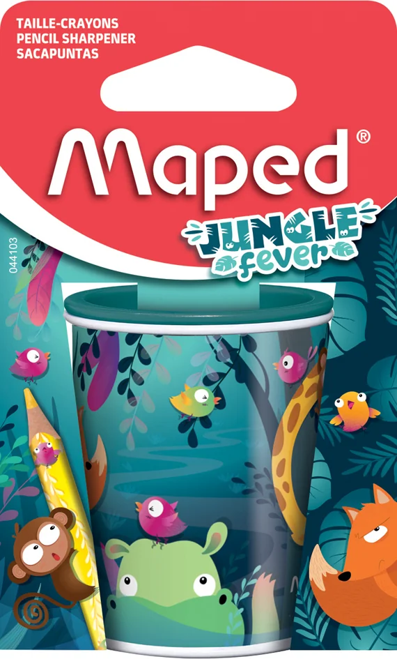 Maped Taille-crayon 2 trous JUNGLE fever, en métal, blister - OEM 044103