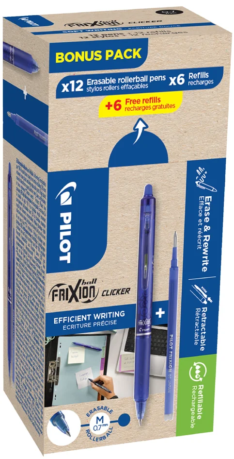PILOT Stylo roller FRIXION BALL CLICKER 07, BONUS PACK - OEM 435853