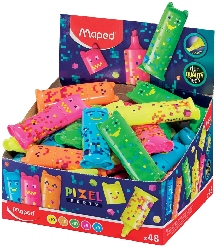 Maped Surligneur Mini PIXEL PARTY, présentoir de 48 - lot de 48 - OEM 743603
