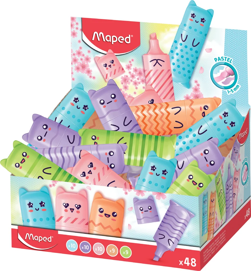 Maped Surligneur Mini PASTEL, présentoir de 48 - lot de 48 - OEM 743605