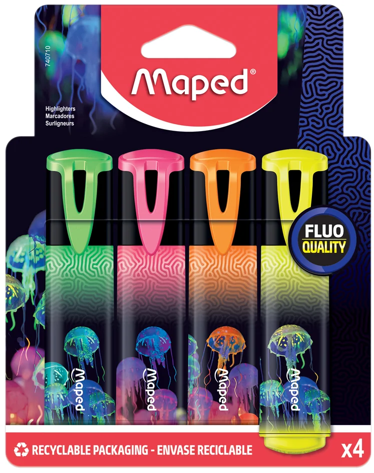Maped Surligneur DEEPSEA PARADISE, mine biseautée, étui de 4 - OEM 740710