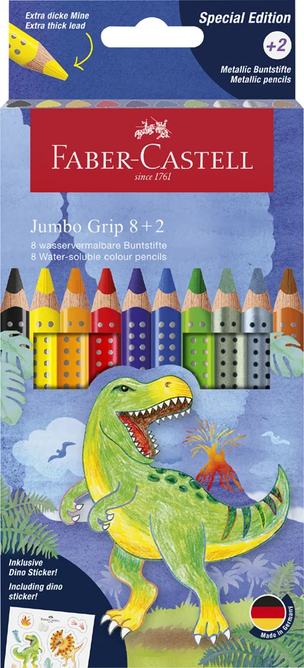 FABER-CASTELL Crayon de couleur triangulaire Jumbo GRIP Dino - OEM 110922