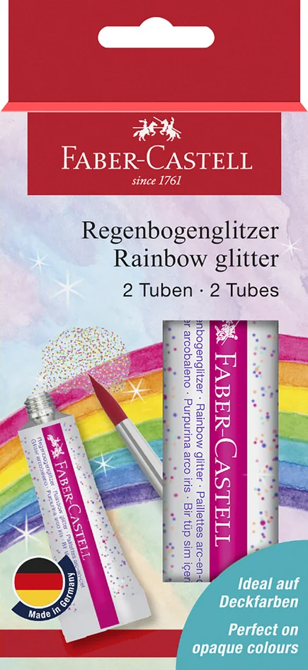 FABER-CASTELL Gel à paillettes Arc-en-ciel, 2 tubes 12 ml - OEM 125089