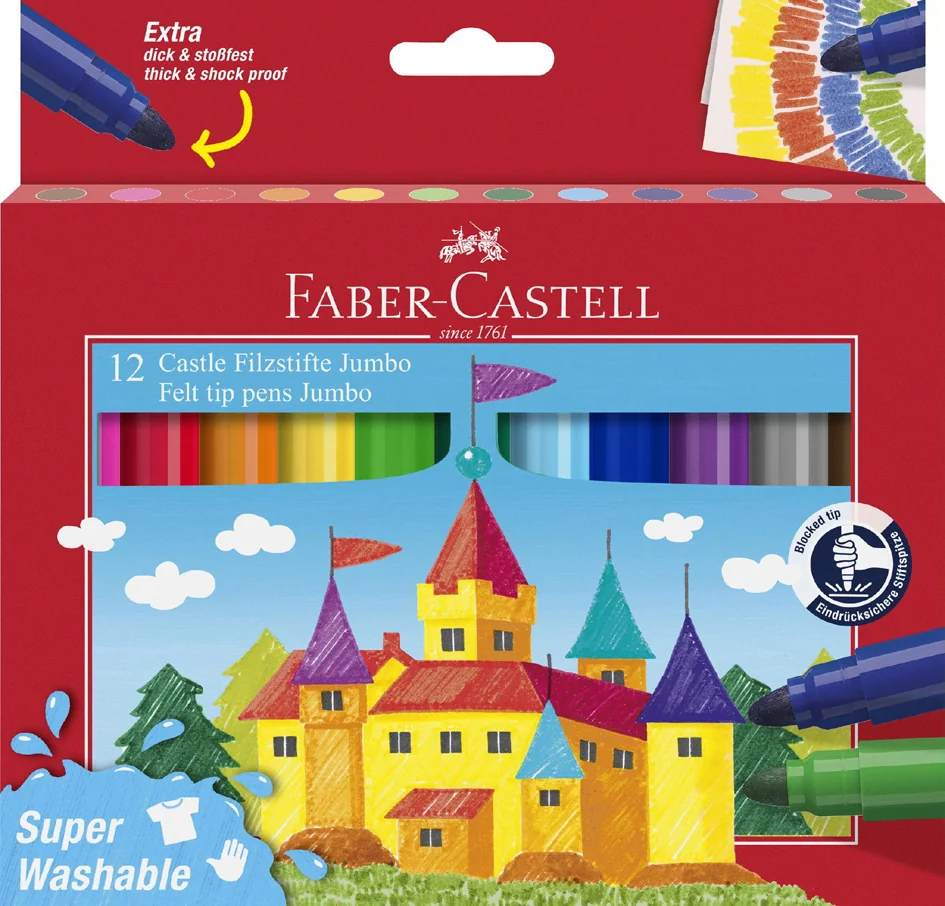 FABER-CASTELL Feutre JUMBO Superwashable, étui de 24 - OEM 154324
