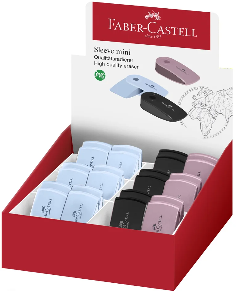 FABER-CASTELL Gomme en plastique SLEEVE MINI, assorti - lot de 24 - OEM 182477