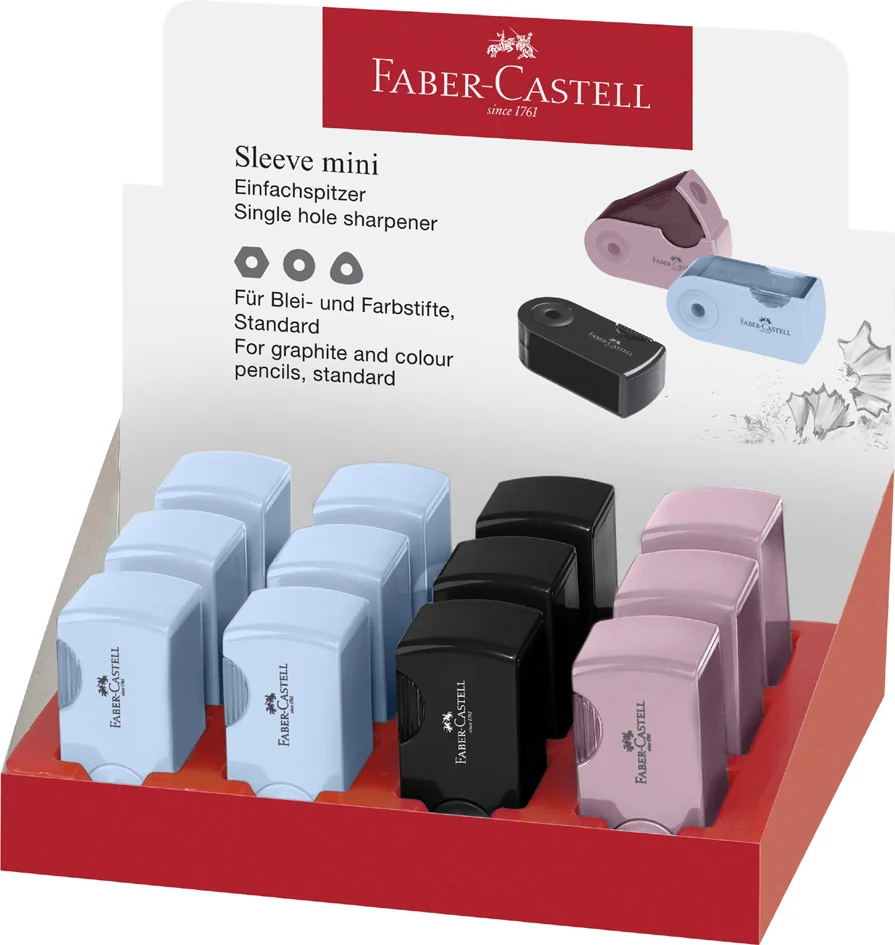 FABER-CASTELL Taille-crayon simple SLEEVE MINI, assorti - lot de 12 - OEM 182774