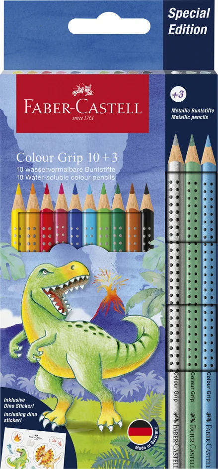 FABER-CASTELL Crayon de couleur Colour GRIP Dino, 10+3 - OEM 201545