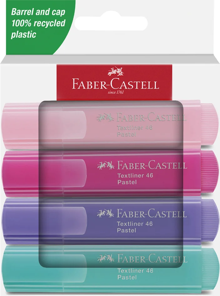FABER-CASTELL Surligneur TEXTLINER 46 PASTEL, étui de 8 - OEM 254658