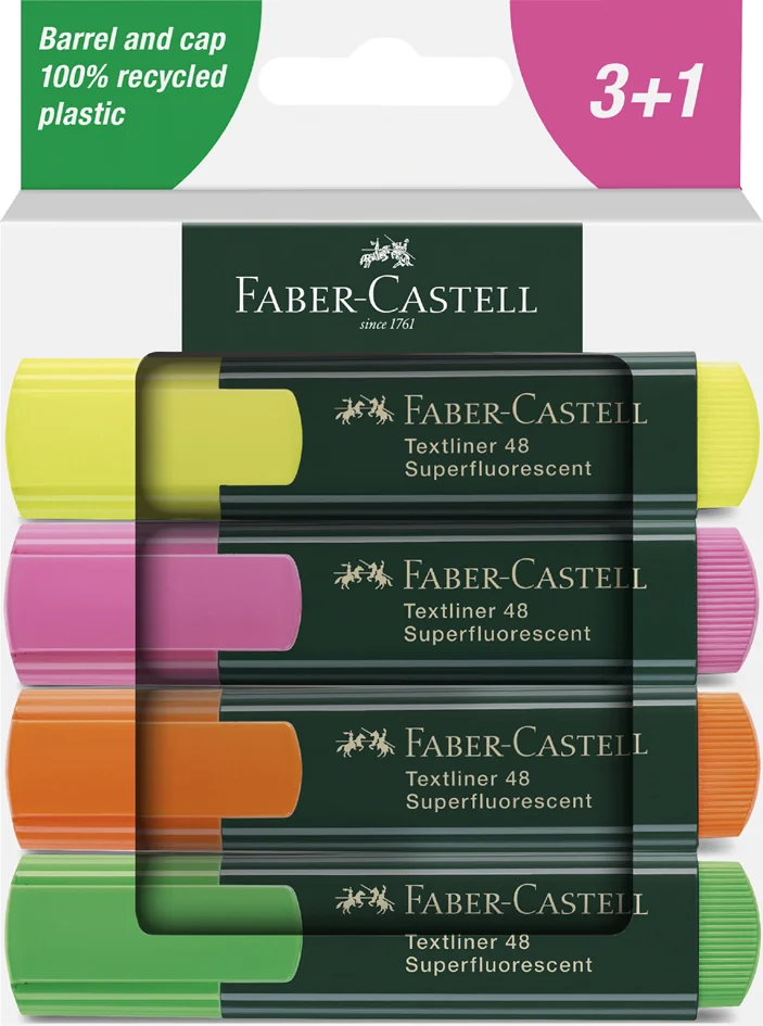 FABER-CASTELL Surligneur TEXTLINER 48, étui de 4 - OEM 254844